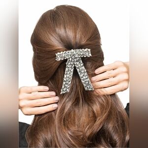 NEW Believe By Brilliance Fine Silver Plated Crystal Stones Bow Hair Clip